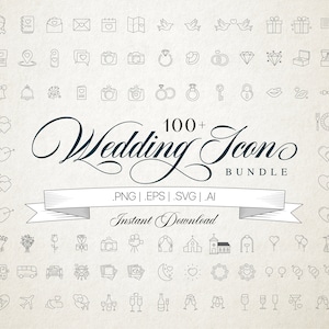Wedding Icon Infographic Bundle Vector Line Clipart SVG - 100+ Icons For Use With Invitations, Programs, Signs & Printables
