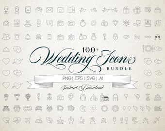 Wedding Icon Infographic Bundle Vector Line Clipart SVG - 100+ Icons For Use With Invitations, Programs, Signs & Printables