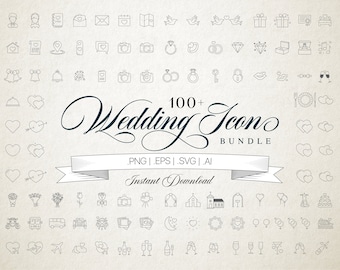 Wedding Icon Infographic Bundle Vector Line Clipart SVG - 100+ Icons For Use With Invitations, Programs, Signs & Printables