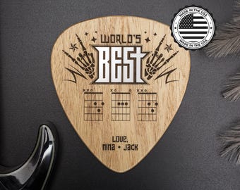 Personalized Guitar Gift For Dad Guitarist Father’s Day, Custom Message Music Lover Gift Best Dad Birthday Guitar Chord Guitar Player Gift