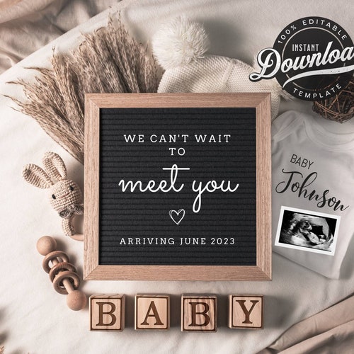 Editable Digital Letter Board Pregnancy Announcement for Etsy