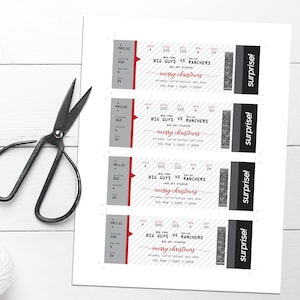 Printable Game Ticket Gift Surprise Editable Template Instant Download ...