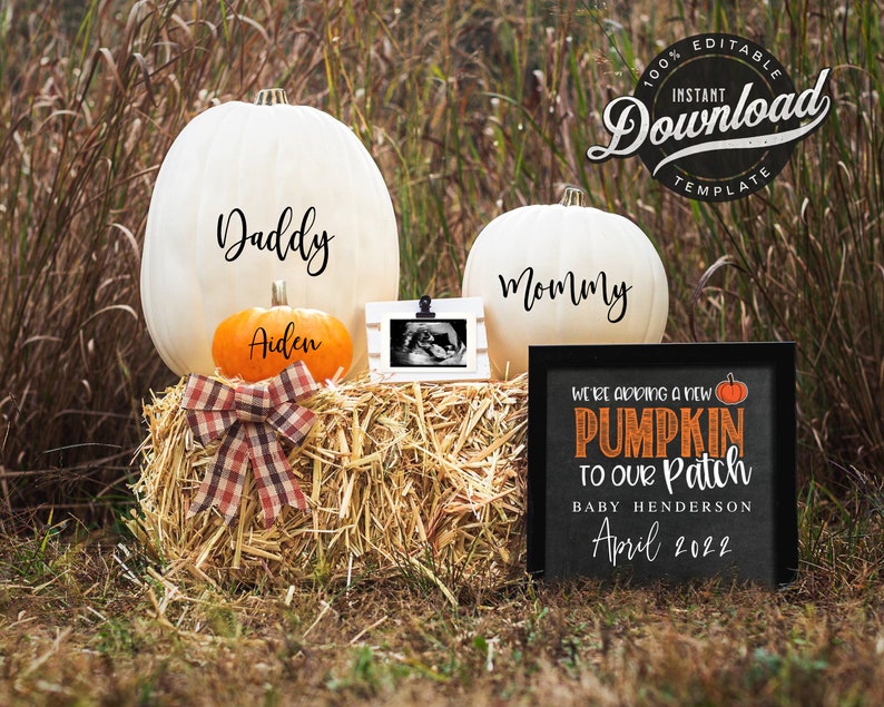 Fall Pregnancy Announcement Digital for Instagram Editable