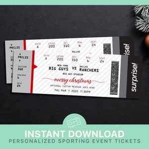 Printable Game Ticket Gift Surprise Editable Template Instant Download ...