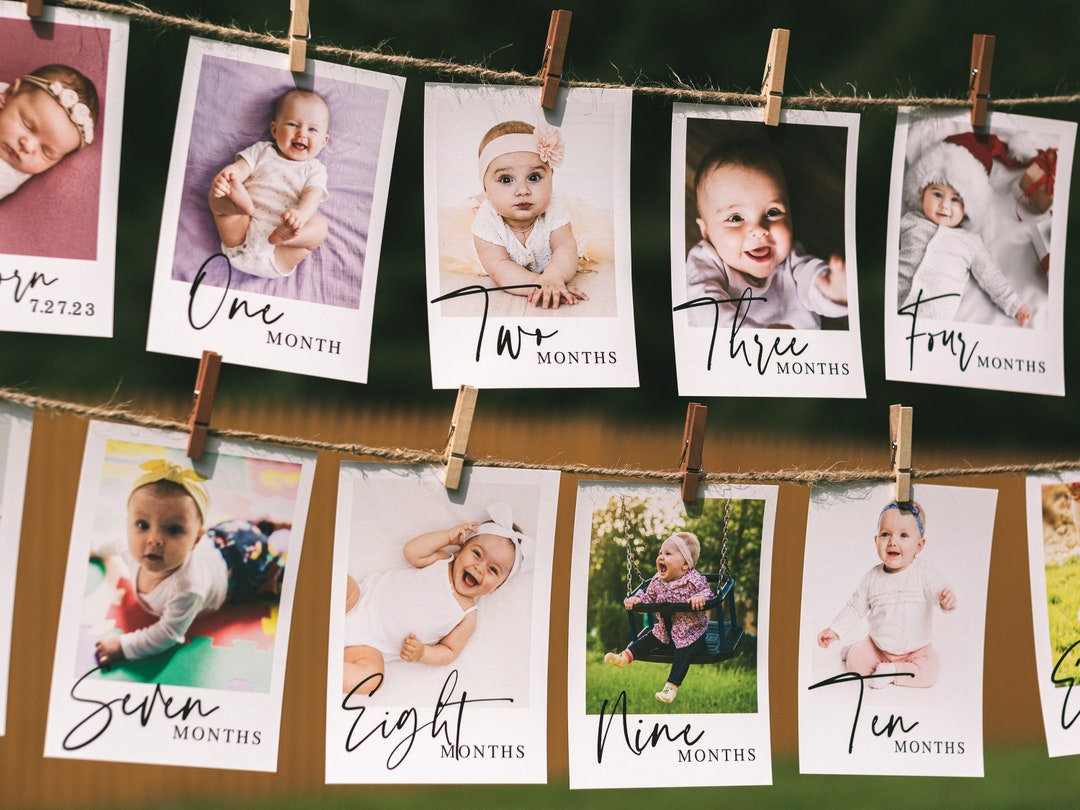 First Birthday Banner Printable Template Baby's First Year Photo Banner ...