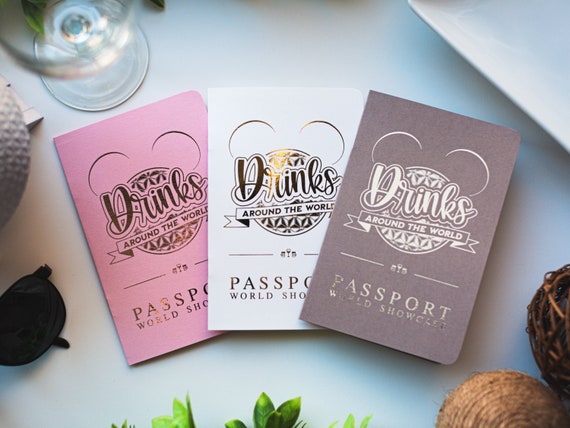 Drinks Around The World Passport Booklet with Lanyard For World Showcase | Bachelorette Party Birthday Drink Pass Port Drinking