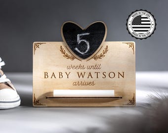 Personalized Engraved Baby Countdown Sign Custom Baby Shower Gift for Expecting Mom & Pregnancy Announcement New Baby Pregnancy Gift