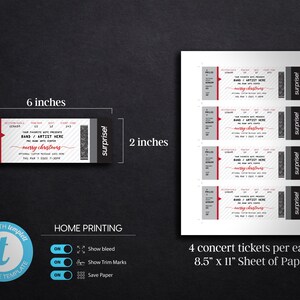 Printable Concert Ticket Gift Surprise Editable Template Instant ...