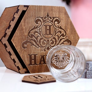 Whiskey Glasses, Groomsman Gift, Gift for Him, Gift for Her, Bourbon Glasses & Whiskey Stones, Personalized Whiskey Glass Set, Fathers Gift