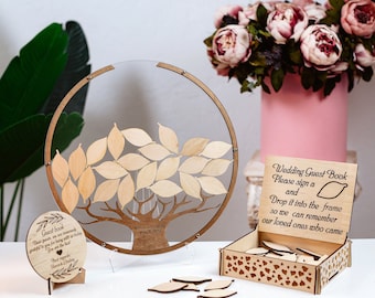 Personalized Wedding Tree Guest Book Alternative, Signature Leaves