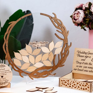 Albero in cerchio, Libro degli ospiti, Matrimonio rustico, Libro degli ospiti di nozze, Libro degli ospiti dei rami di nozze, Libro degli ospiti alternativo, Libro degli ospiti albero e foglie