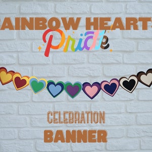 Pride Rainbow Hearts Banner, Pride hearts Banner, Pride party Banner, Happy Pride Month, LGBTQ+ Pride Banner
