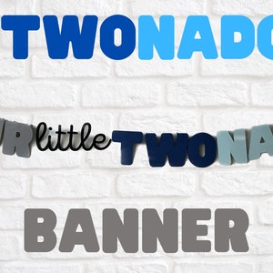 Twonado party banner, Little Twonado Birthday Banner, Twonado customizable party banner, Fournado Birthday Banner, Twonado custom text bday