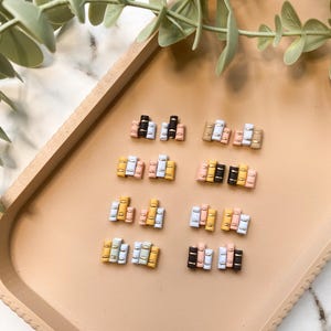 Book Stack Stud Earrings |  polymer clay, Clay by Day Designs