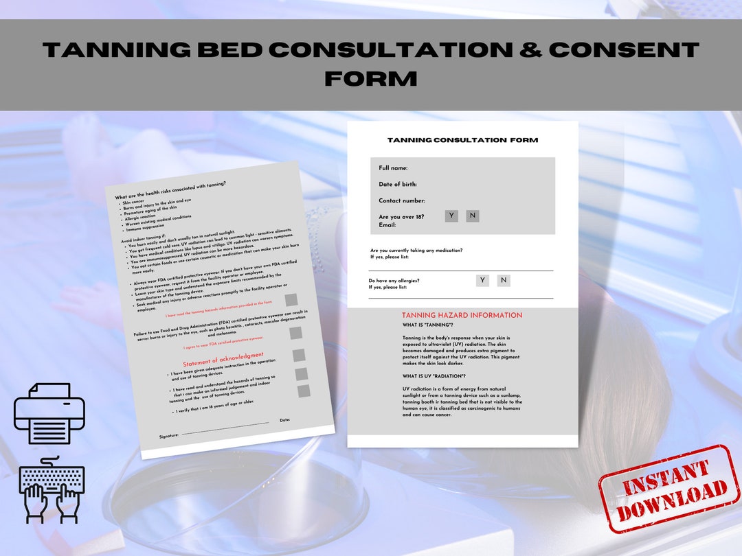 Tanning Bed Consent Form Template, Beauty Business Forms and Med Spa