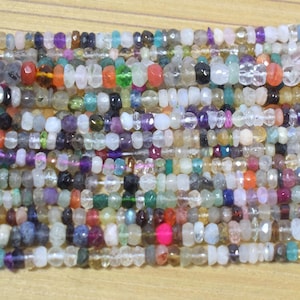 Natural Multi Gemstone Beads, Mix Gemstone Faceted 3mm 4mm 13&quot; Grade AAA Round Loose Beads, Disco Faceted Crystal Moonstone Quartz mix Beads