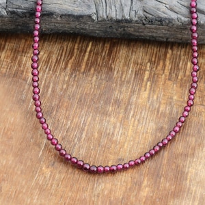 Handmade Red Rhodolite Garnet Gemstone Beaded Necklace | AAA+++ Garnet Round Beads Necklace | Women&#39;s Gift Necklace Jewelry | Christmas Gift