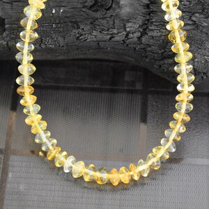 Natural Citrine Necklace | 6MM Yellow Citrine Rondelle Shape Gemstone Beads Necklace | AAA+ Beaded Women&#39;s Fashion Necklace | Christmas Gift