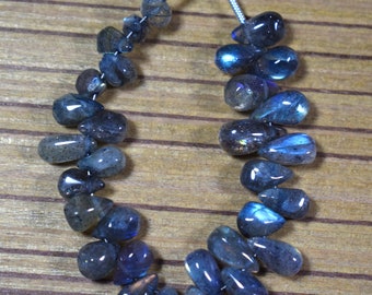 AAA++ Natural Fully Blue Flashy Labradorite Smooth Drop Gemstone Beads | A1 Labradorite Smooth Teardrop Shape Gemstone Briolette 6" Strand