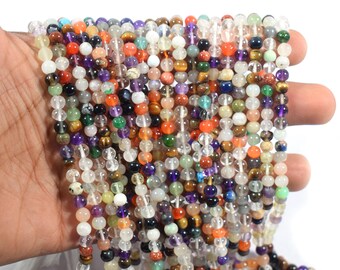 Multi-Color Gemstone Beads, 5-6mm Smooth Round, DIY Jewelry Making
