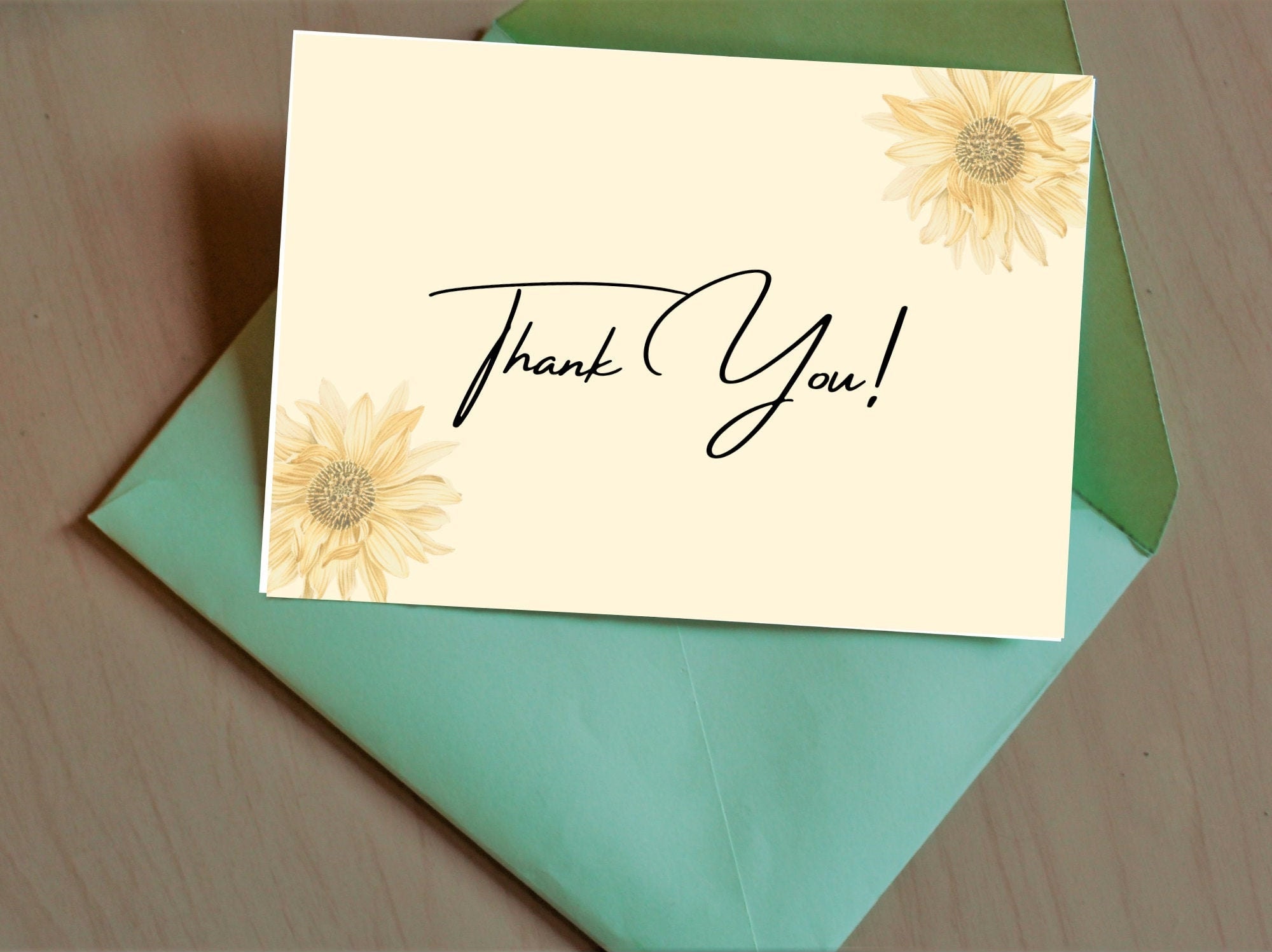 Rustic Sunflower Printable Download Thank You Card - Etsy