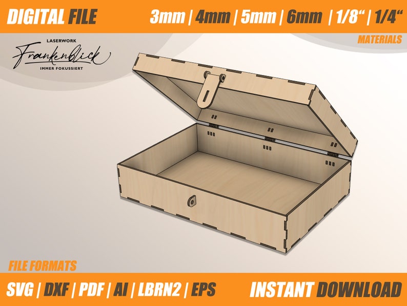 Buy Simple Box Box Jewelry Box File Dxf Svg Lightburn Ai Plywood 3 Mm 3 ...