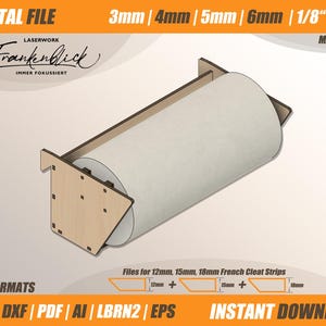 French Cleat Papierrollenhalter Kleinteil Aufbewahrung Lasercut File Digitale Datei Sperrholz Werkstatt Ordnung dxf svg ai eps pdf Sperrholz