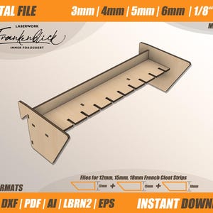 French Cleat Zwingenhalter Aufbewahrung Lasercut File Digitale Datei Sperrholz Werkstatt Ordnung dxf svg ai eps pdf Sperrholz Hobby Clamps