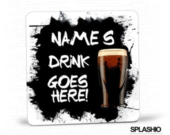 Coaster Personalised Stout Drink Coaster, Personalised, Drinks Mat, Personalised Drink Coaster Stout, Fathers Day gift, Christmas Coaster