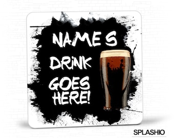 Coaster Personalised Stout Drink Coaster, Personalised, Drinks Mat, Personalised Drink Coaster Stout, Fathers Day gift, Christmas Coaster