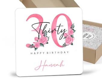 Personalised 30th Birthday Coaster - Personalised  Coaster 30th Birthday Gift For For Her Personalised Gift - Thirty Birthday Coaster