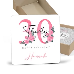 Sous-verre personnalisé 30e anniversaire - sous-bock personnalisé 30e anniversaire cadeau pour elle Cadeau personnalisé - sous-bock 30 anniversaire