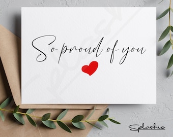 So Proud of You Card: Congratulations Card with Kraft Envelope