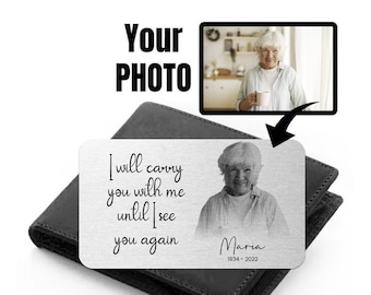 Memorial Wallet Card: Metal Photo Card, Perfect Keepsake Photo Memorial Wallet Card - In Loving Memory Keepsake Photo Wallet Card
