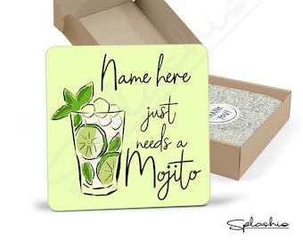 Personalized Mojito Coaster: High Gloss Home Bar Gift