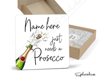 Personalised Prosecco Coaster: Hand Drawn Drink Coaster