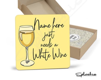 Personalised White Wine Coaster, Personalised Coaster White Wine Coaster, Best Friend Gift, Gift For Wine Lover, Wine Gift, Custom Gift.