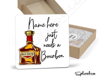 Bourbon Coaster, Personalised, Drinks Mat, Personalised Drink Coaster Whisky, Whiskey Fathers Day gift, Christmas Coaster