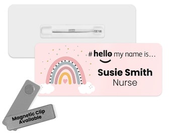 Hello My Name Is Personalised Name Badge Ambulance Badge NHS Name Badge Accessories Keychains & Lanyards Lanyards & Badge Holders Nurse Badge Hello Badge 