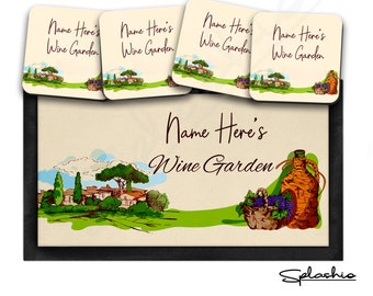 Personalised Wine Garden Bar Runner & Coaster Set