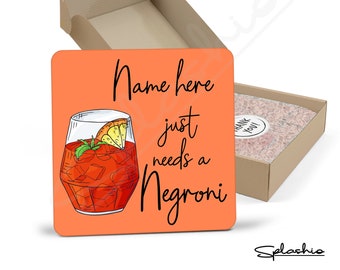 Personalized NEGRONI Cocktail Coaster: High Gloss Home Bar Gift