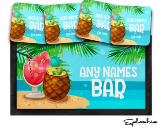 Personalised Bar Runner & Coaster Set: Custom Cocktail Bar Mats