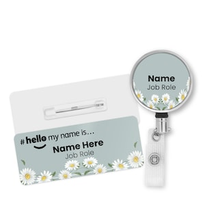 Daisy Floral Name Badge Reel - Personalized ID Badge