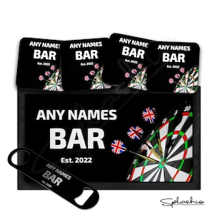 Personalized Darts Bar Runner Set: Custom Home Bar Gift