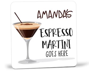 Personalized Espresso Martini Coaster: Cocktail Bar Decor