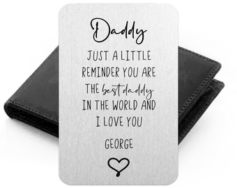 Best Daddy Wallet Card, Personalised Metal Wallet Card, Gift For Dad From Daughter, Son, Custom Wallet Insert, Christmas Gift