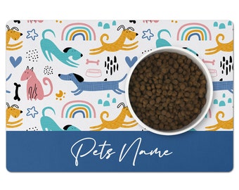 Personalised Dog Bowl Mat: Non-Slip Neoprene Pet Food Mat