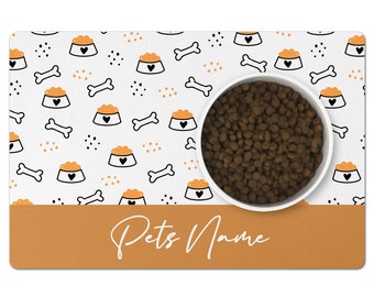Personalised Dog Bowl Mat: Non-Slip Neoprene Pet Food Mat