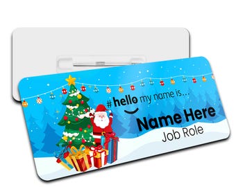 Hello My Name is Name Badge Christmas Personalised Premium Durable Name Badge #hello mynameis Name Badge, Nurse Bages, Christmas Name Badges