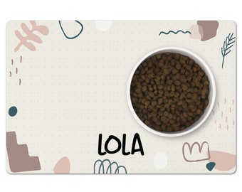 Personalised Dog Bowl Mat: Pastel Puppy Food Mat (30x39cm)